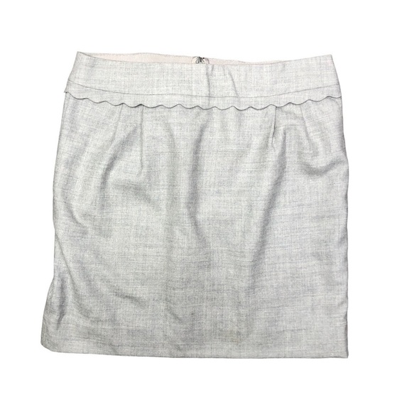 J. Crew light grey lightweight wool mini skirt scalloped 8 - Picture 1 of 7